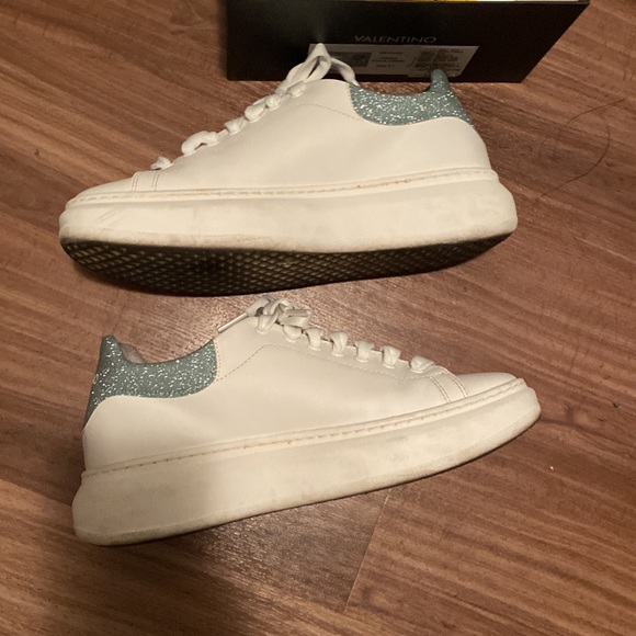 Pre-❤️ Velentino Fresia White Green Leather Shoes - Picture 13 of 14